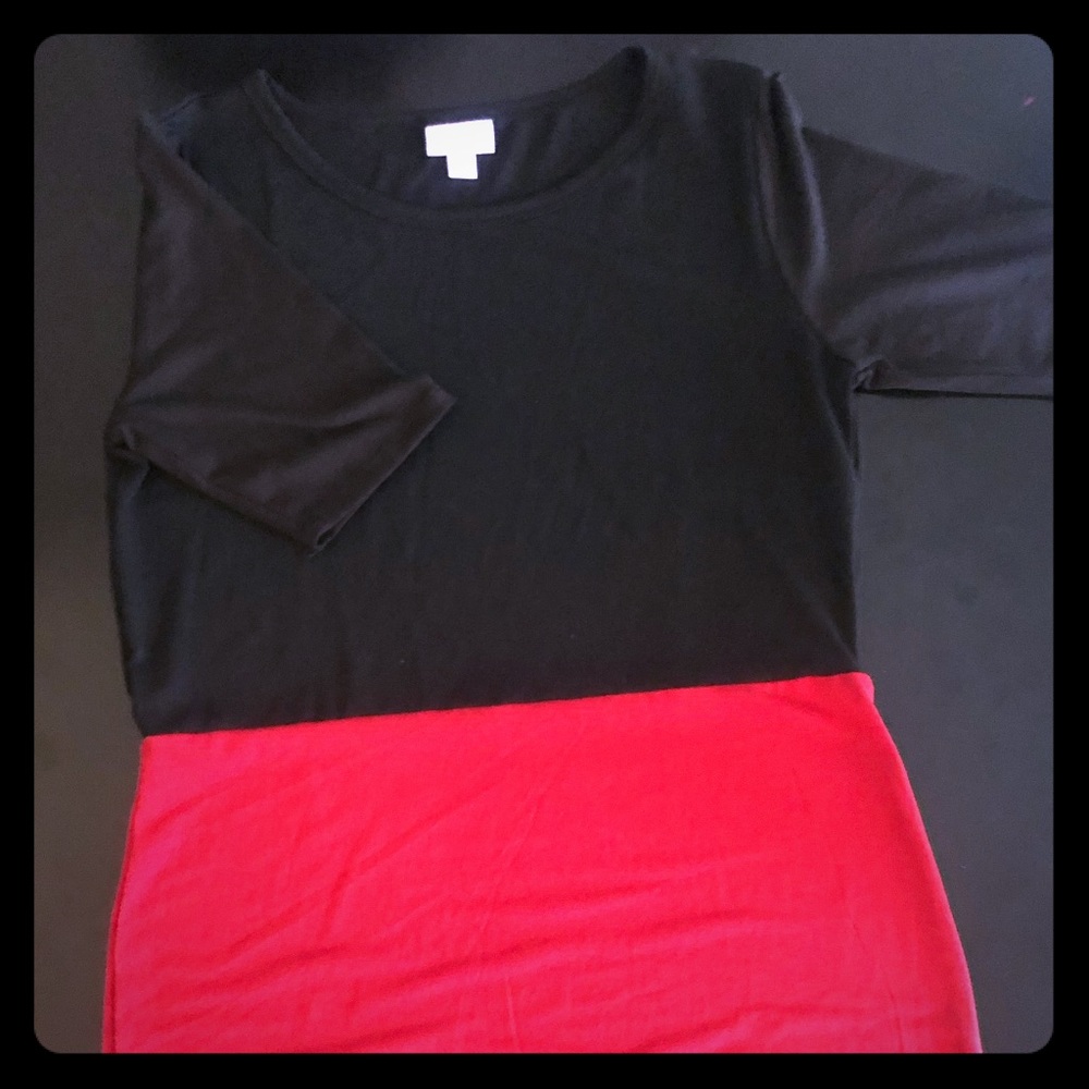 LulaRoe Red/black Julia.  Only worn once!
